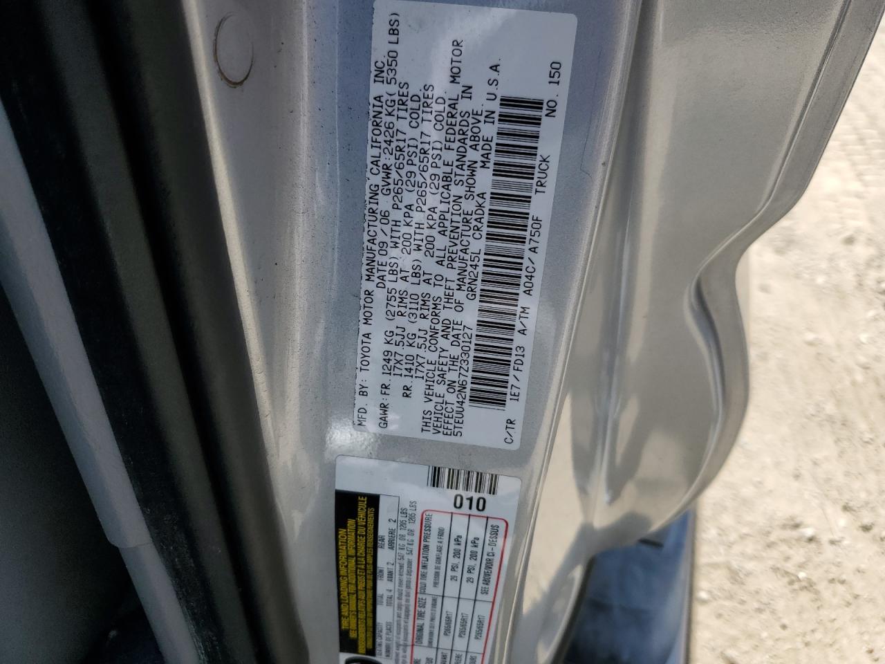 5TEUU42N67Z330127 2007 Toyota Tacoma Access Cab