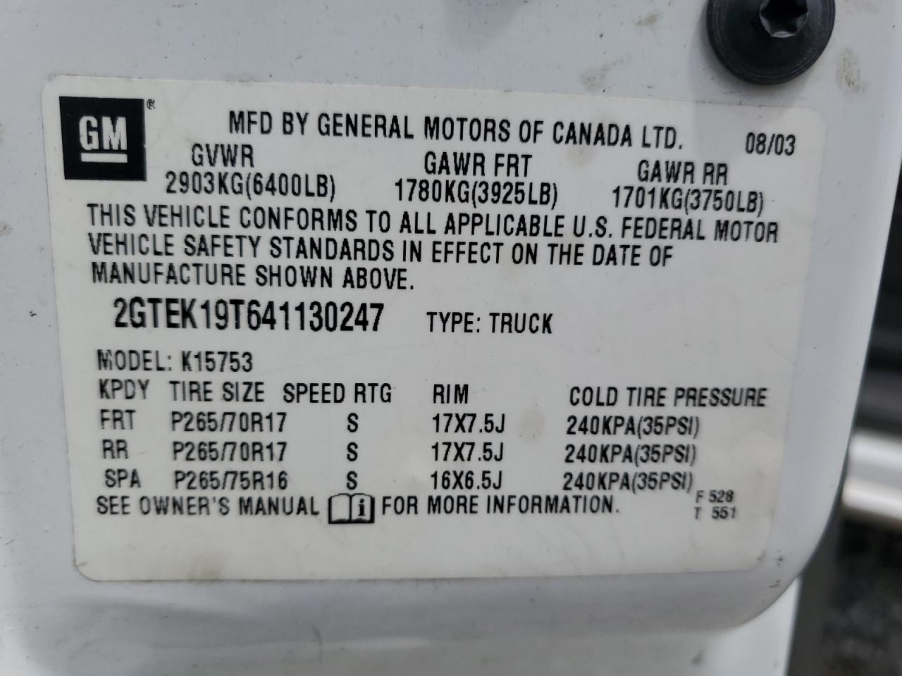 2GTEK19T641130247 2004 GMC New Sierra K1500