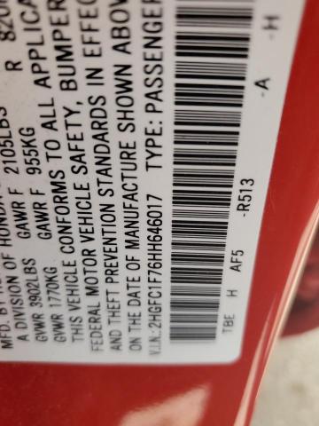 2017 HONDA CIVIC EXL - 2HGFC1F76HH646017