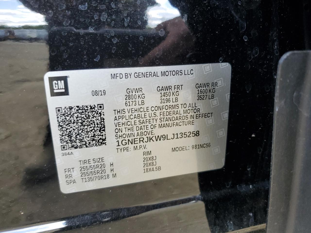 1GNERJKW9LJ135258 2020 Chevrolet Traverse Rs