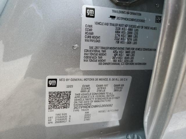 2024 GMC Sierra C1500 Slt VIN: 3GTPHDED8RG200692 Lot: 55370264