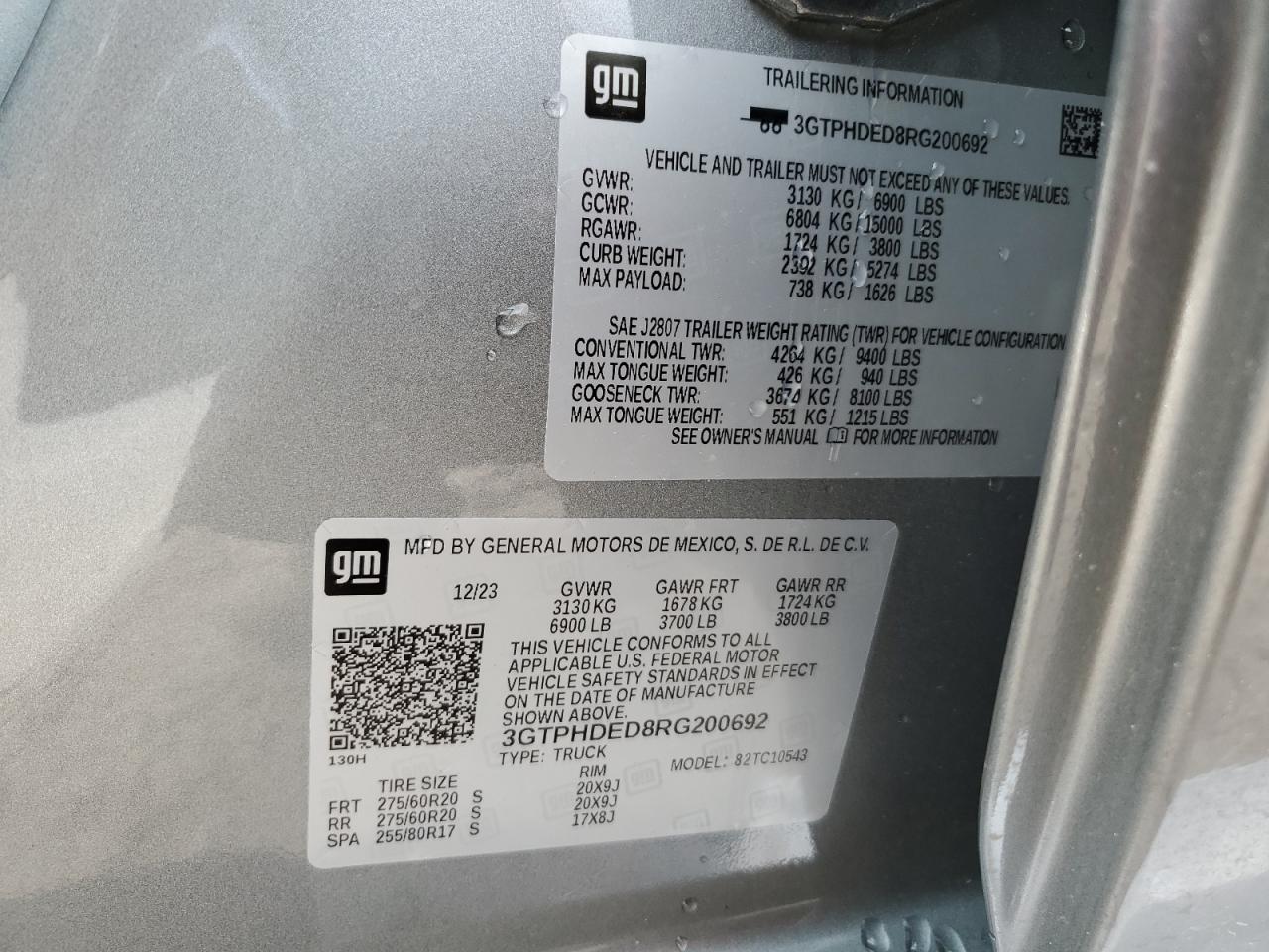 3GTPHDED8RG200692 2024 GMC Sierra C1500 Slt