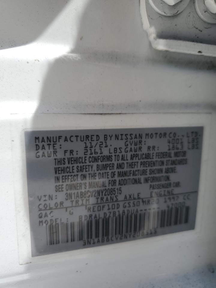 3N1AB8CV2NY208515 2022 Nissan Sentra Sv