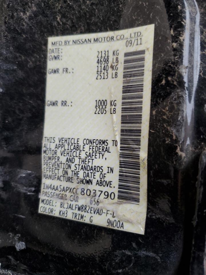 1N4AA5APXCC803790 2012 Nissan Maxima S