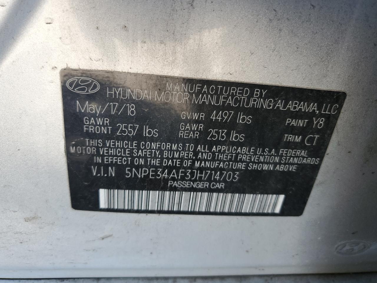 5NPE34AF3JH714703 2018 Hyundai Sonata Sport