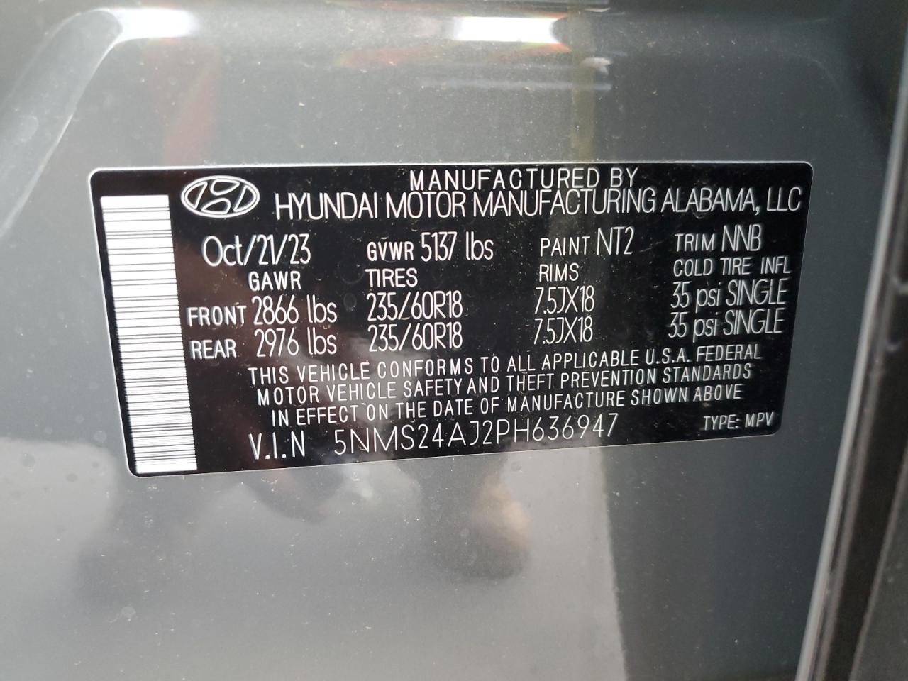 5NMS24AJ2PH636947 2023 Hyundai Santa Fe Sel