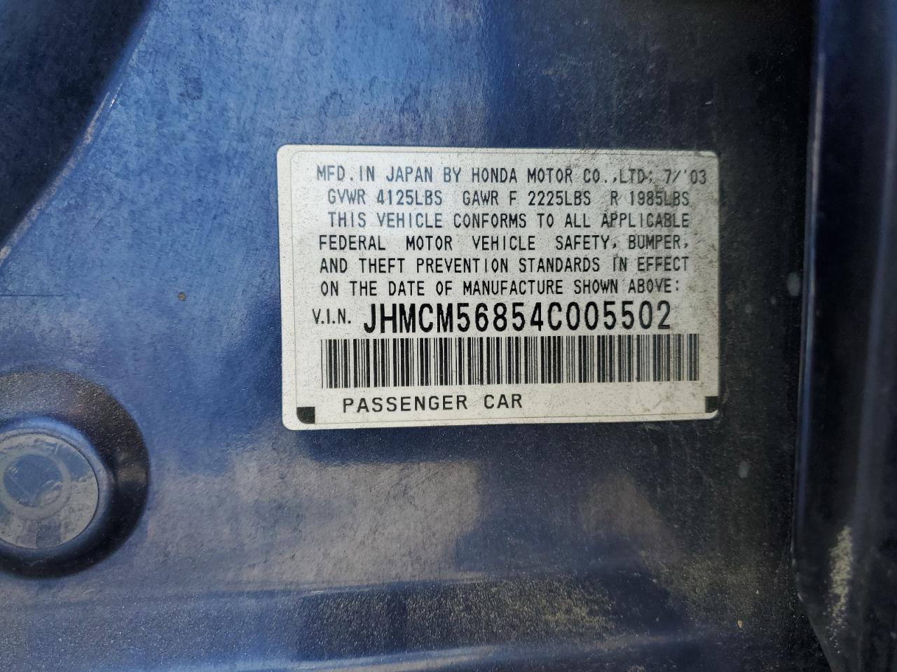 JHMCM56854C005502 2004 Honda Accord Ex