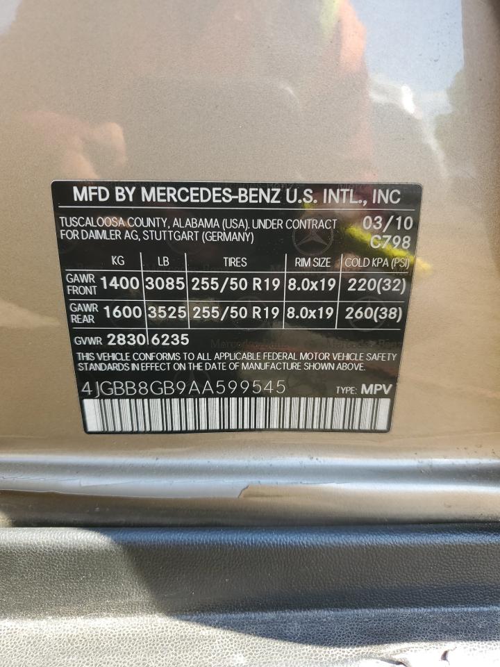 4JGBB8GB9AA599545 2010 Mercedes-Benz Ml 350 4Matic