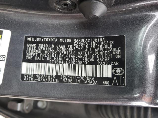 2013 Toyota Corolla Base VIN: 2T1BU4EE7DC105039 Lot: 53105294