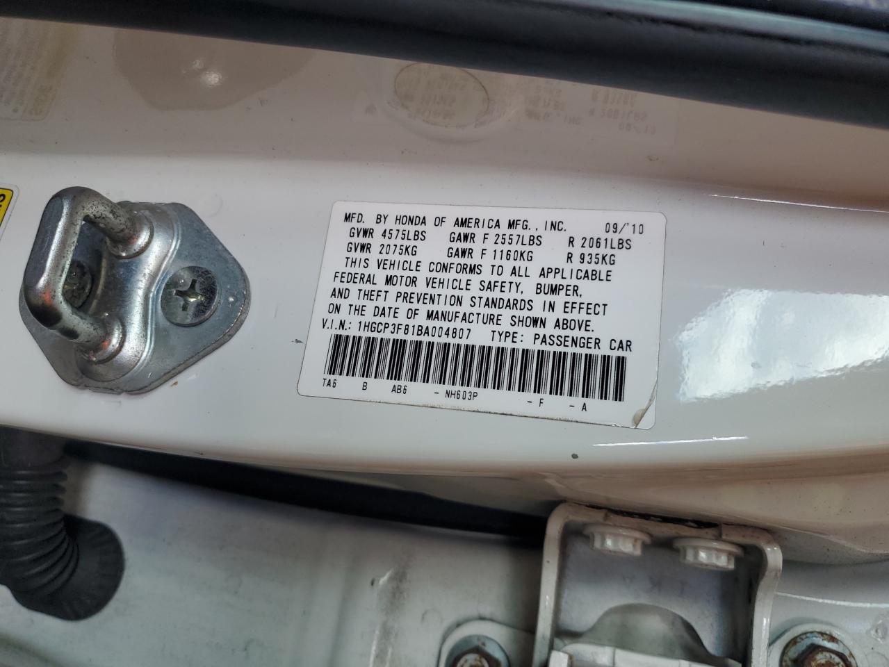 1HGCP3F81BA004807 2011 Honda Accord Exl