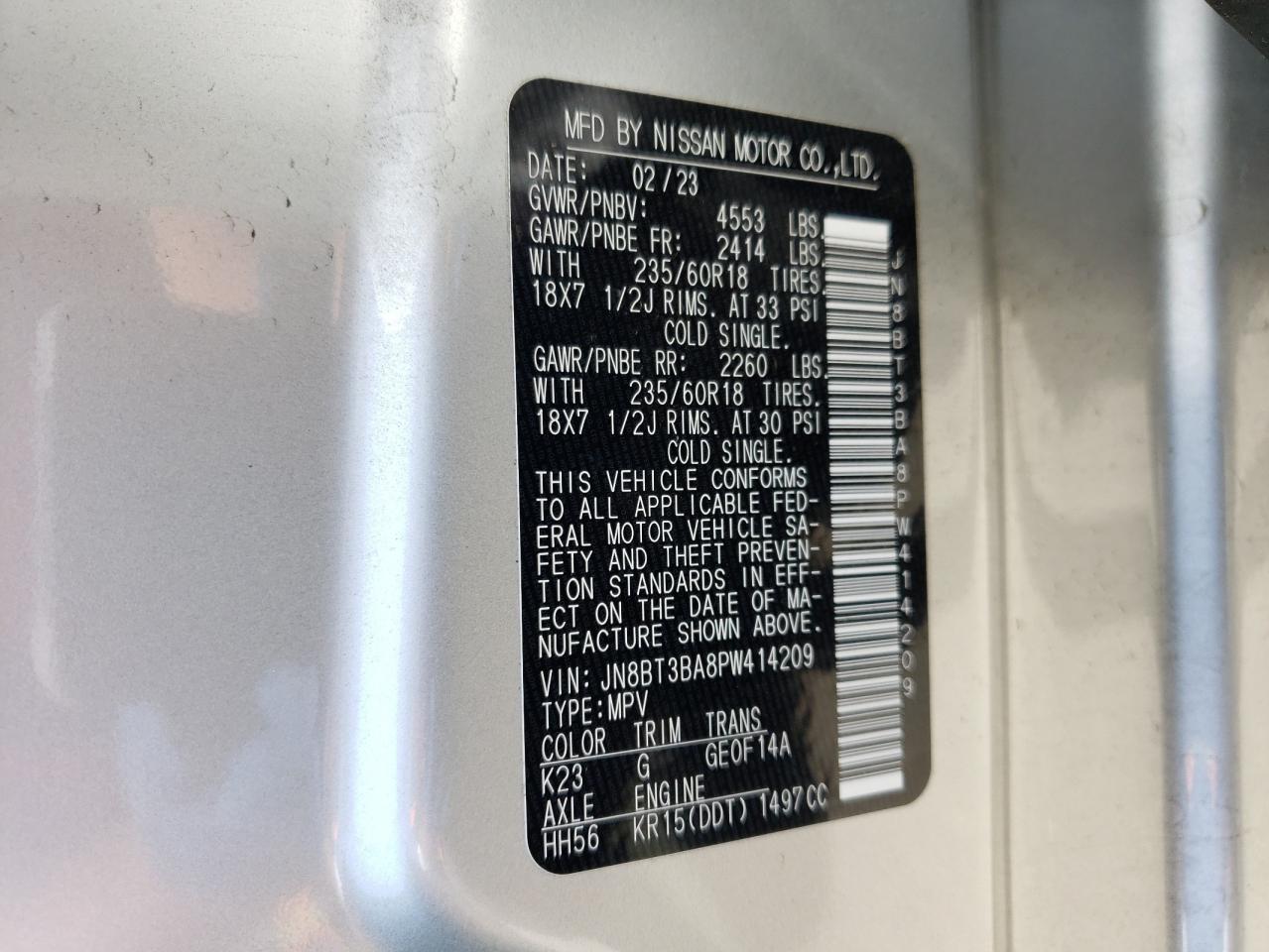 JN8BT3BA8PW414209 NISSAN ROGUE 2023