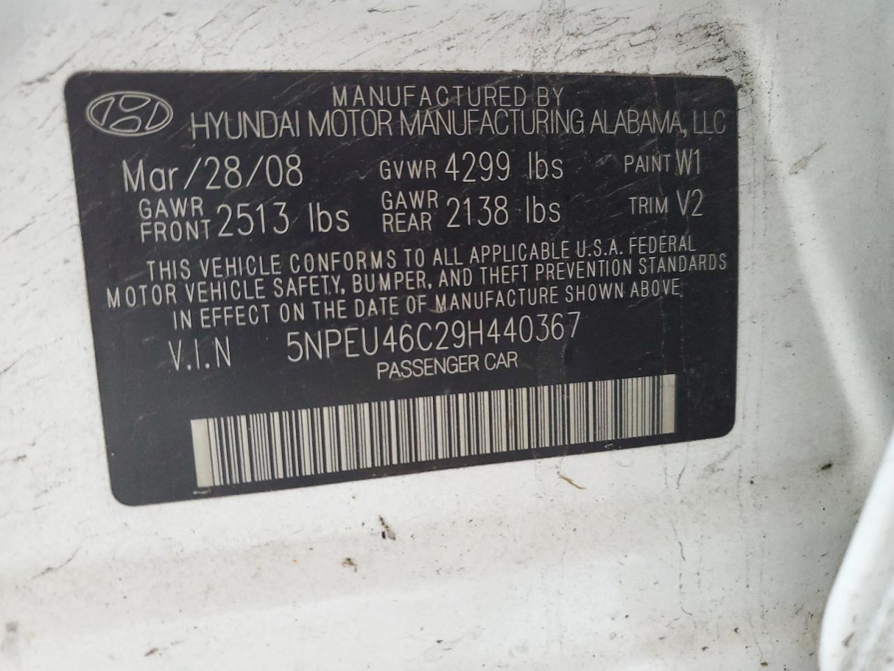 5NPEU46C29H440367 2009 Hyundai Sonata Se