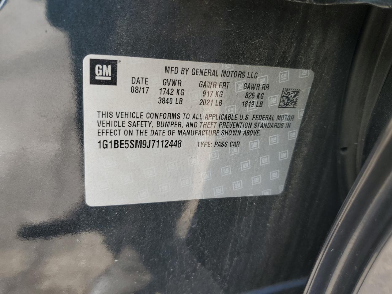 1G1BE5SM9J7112448 2018 Chevrolet Cruze Lt