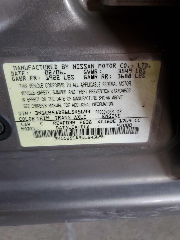 3N1CB51D36L545694 2006 Nissan Sentra 1.8