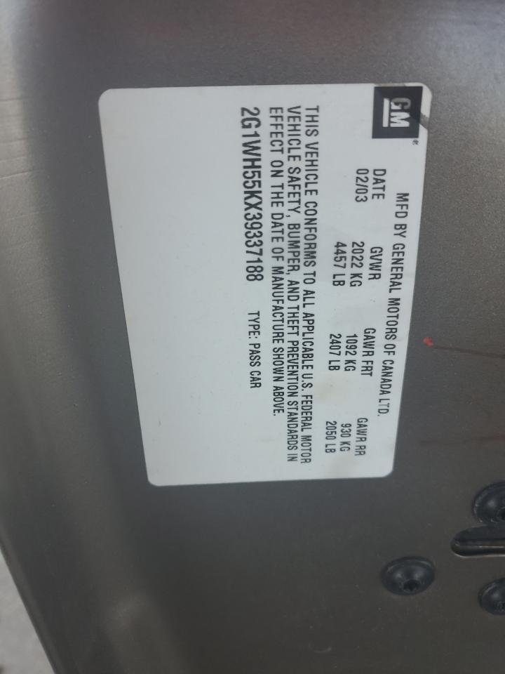 2G1WH55KX39337188 2003 Chevrolet Impala Ls