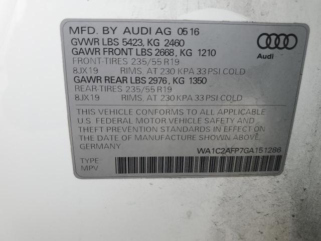 2016 Audi Q5 Premium VIN: WA1C2AFP7GA151286 Lot: 57318974