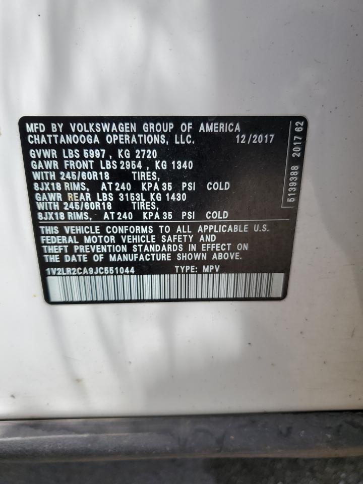 1V2LR2CA9JC551044 2018 Volkswagen Atlas Se