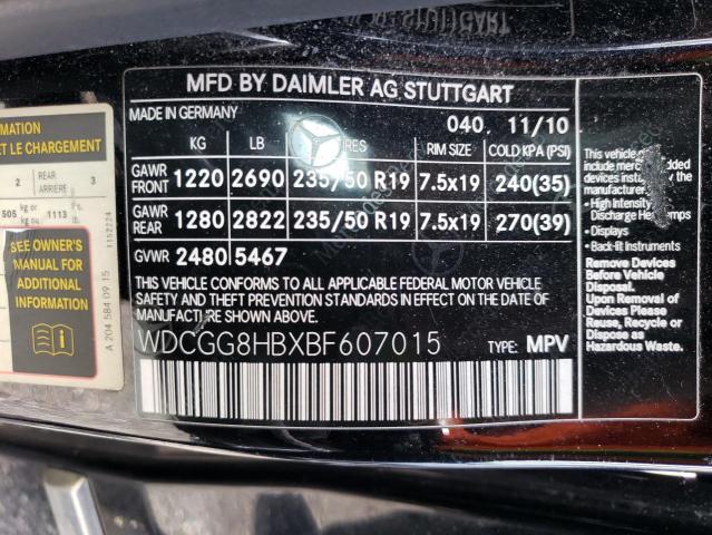 2011 Mercedes-Benz Glk 350 4Matic VIN: WDCGG8HBXBF607015 Lot: 55897974