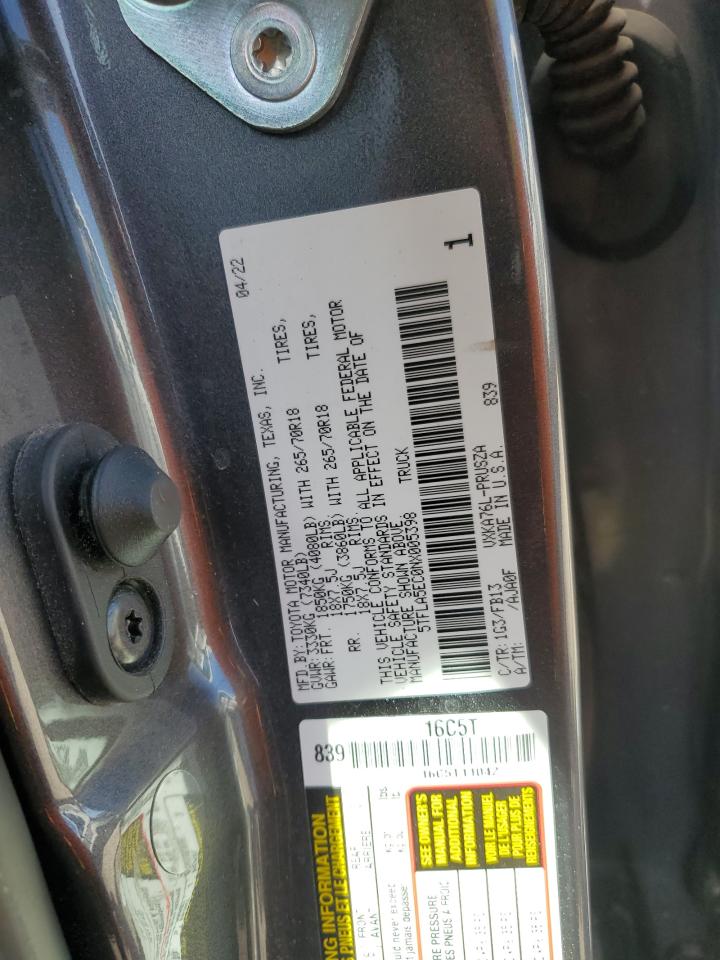 5TFLA5EC0NX005398 2022 Toyota Tundra Crewmax Sr5