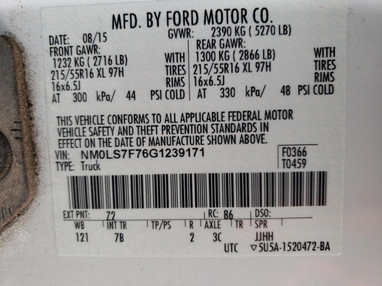 NM0LS7F76G1239171 2016 Ford Transit Connect Xlt