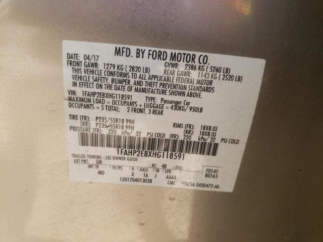 2017 Ford Taurus Sel VIN: 1FAHP2E8XHG118591 Lot: 55731704