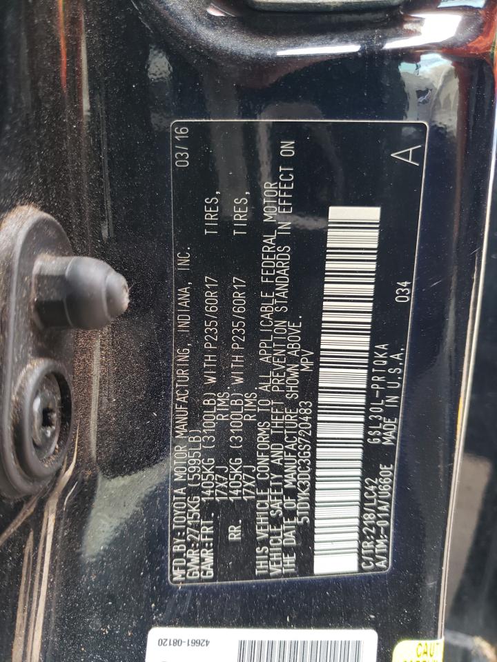 5TDYK3DC3GS720483 2016 Toyota Sienna Xle