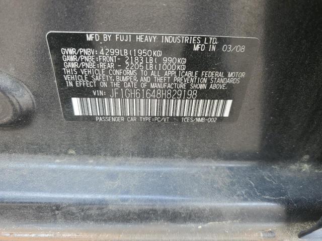 2008 Subaru Impreza 2.5I VIN: JF1GH61648H829198 Lot: 53776794