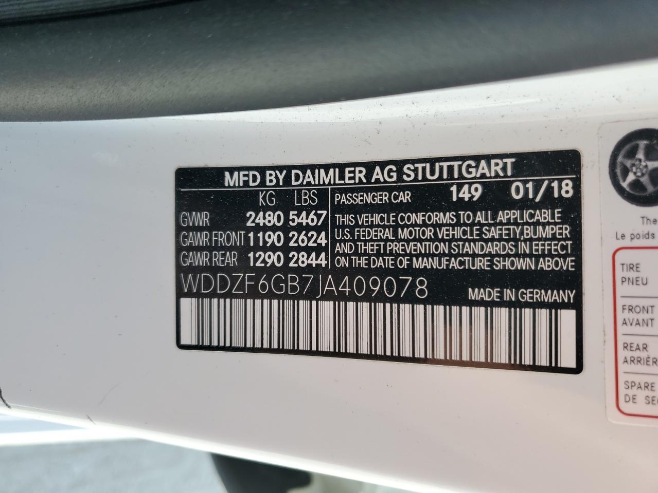 WDDZF6GB7JA409078 2018 Mercedes-Benz E 400 4Matic