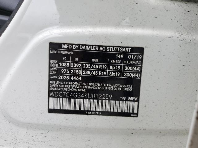 WDCTG4GB4KU012259 2019 MERCEDES-BENZ GLA CLASS - Image 13