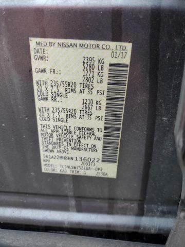 2017 Nissan Murano S VIN: 5N1AZ2MH8HN136022 Lot: 55037454