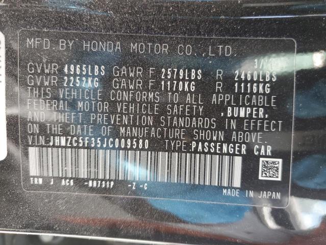 2018 Honda Clarity Touring VIN: JHMZC5F35JC009580 Lot: 54634604