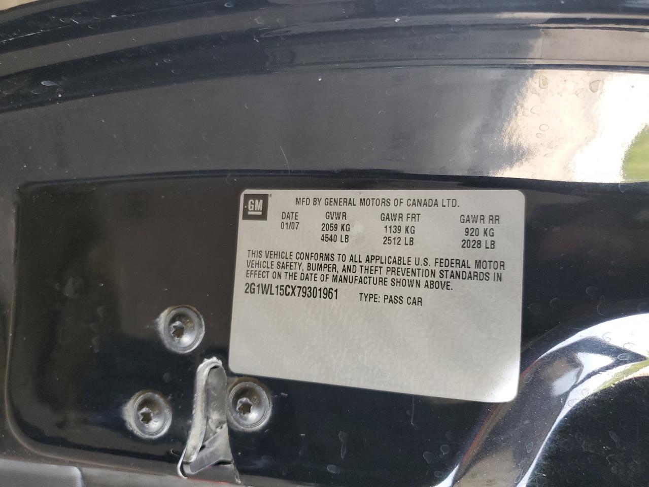 2G1WL15CX79301961 2007 Chevrolet Monte Carlo Ss