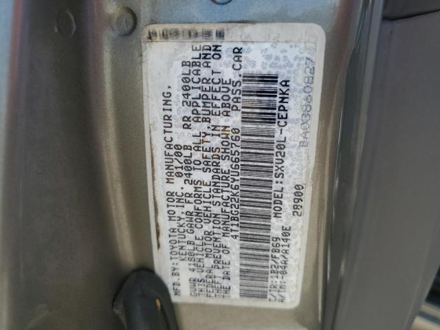 2000 Toyota Camry Ce VIN: 4T1BG22K6YU665760 Lot: 55179614