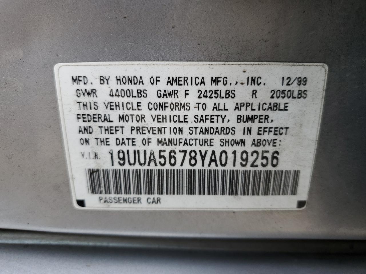 19UUA5678YA019256 2000 Acura 3.2Tl