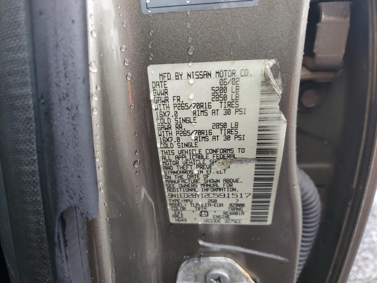 5N1ED28Y12C591517 2002 Nissan Xterra Xe