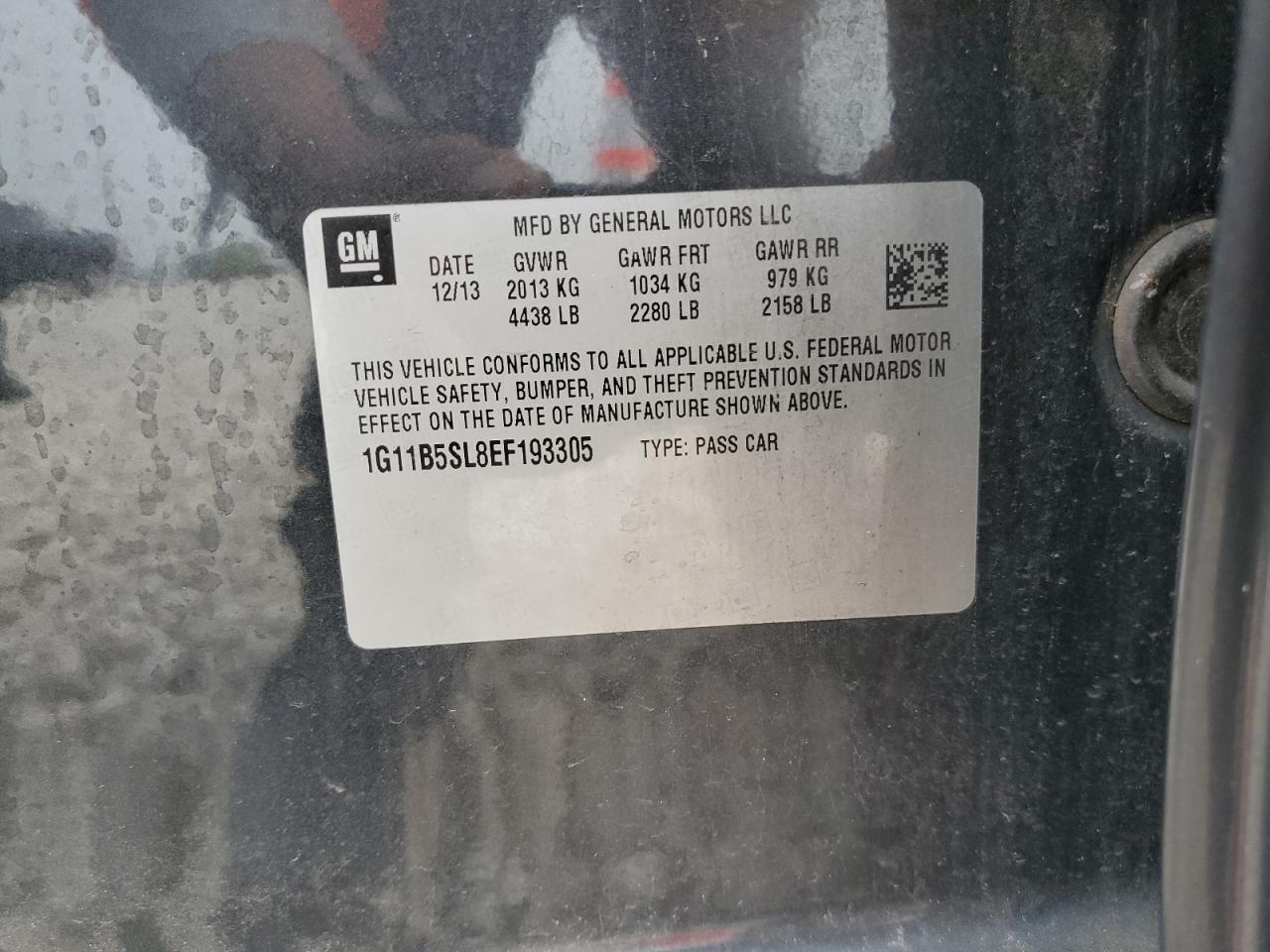 1G11B5SL8EF193305 2014 Chevrolet Malibu Ls