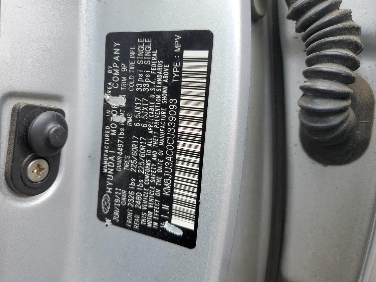 KM8JU3AC0CU339093 2012 Hyundai Tucson Gls