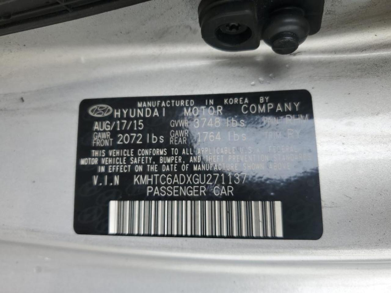 KMHTC6ADXGU271137 2016 Hyundai Veloster