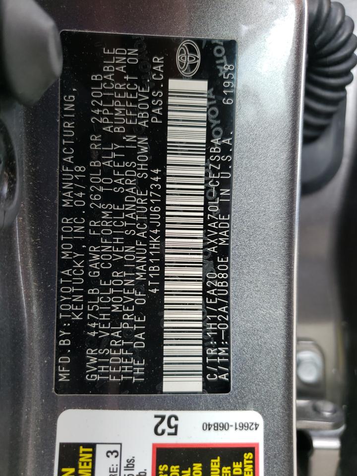 4T1B11HK4JU617344 2018 Toyota Camry L