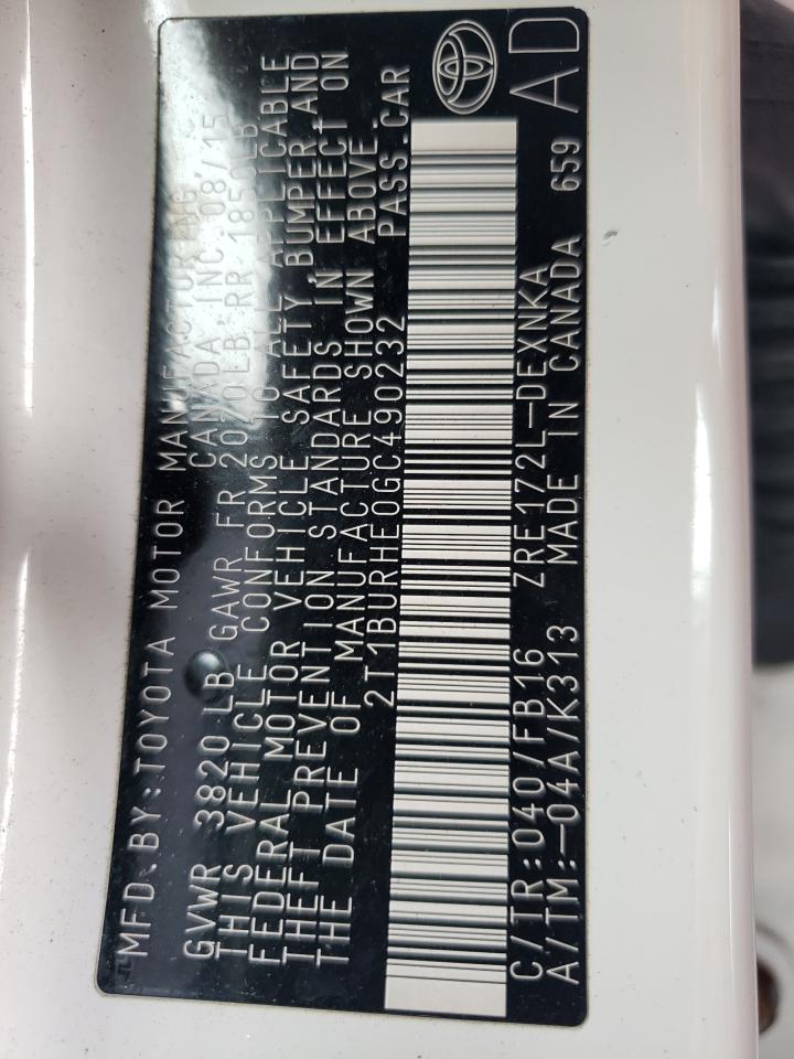 2T1BURHE0GC490232 2016 Toyota Corolla L