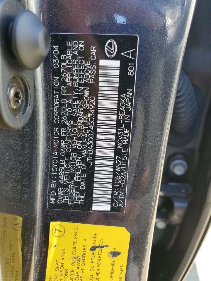 JTHBA30G745034920 2004 Lexus Es 330