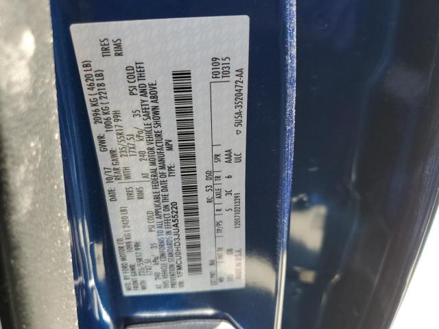 2018 Ford Escape Sel VIN: 1FMCU0HD3JUA55220 Lot: 56266944