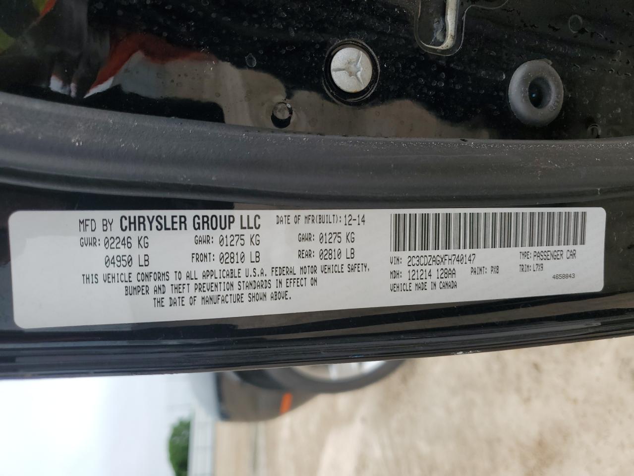 2C3CDZAGXFH740147 2015 Dodge Challenger Sxt