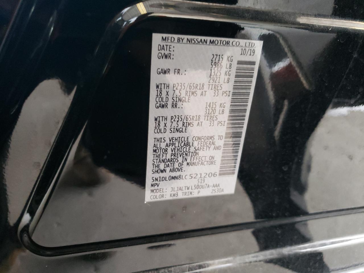 5N1DL0MN8LC521206 2020 Infiniti Qx60 Luxe