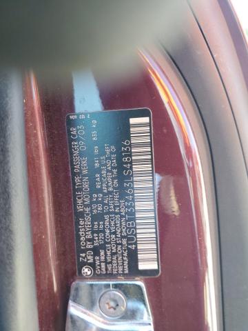 2003 BMW Z4 2.5 VIN: 4USBT33463LS48136 Lot: 56936284