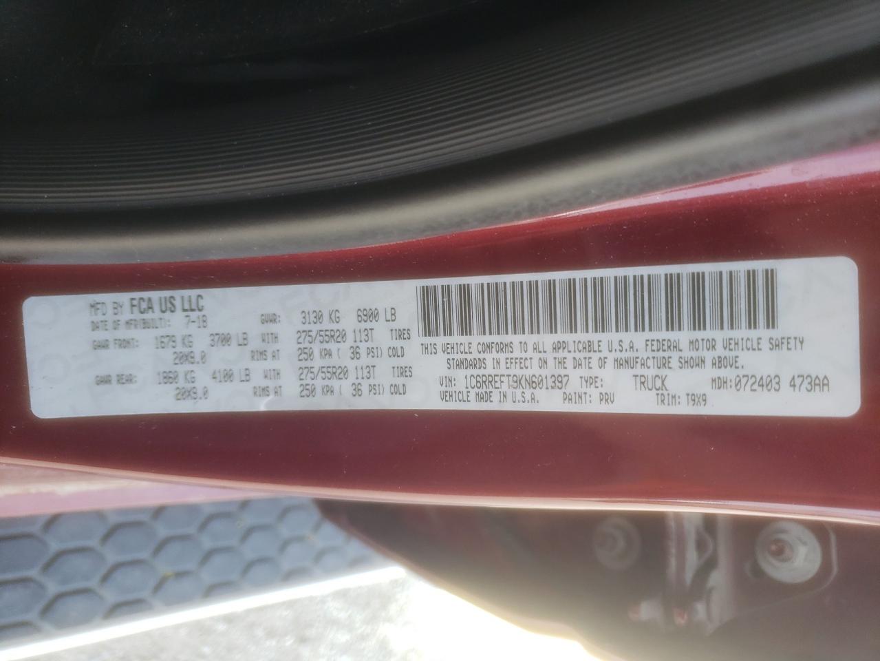 1C6RREFT9KN601397 2019 Ram 1500 Big Horn/Lone Star