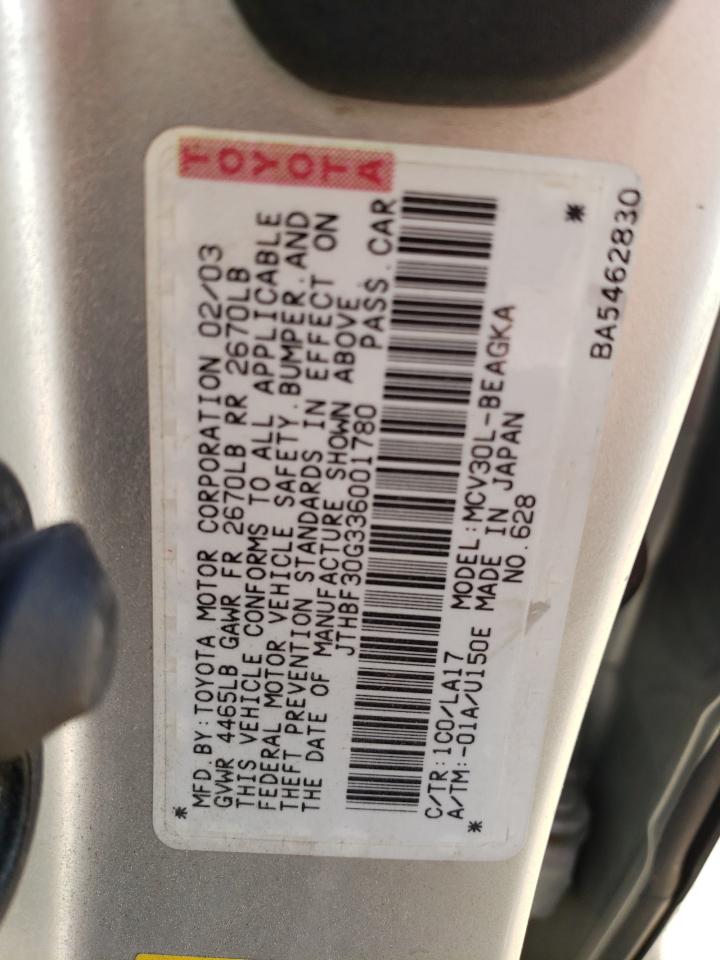 JTHBF30G336001780 2003 Lexus Es 300