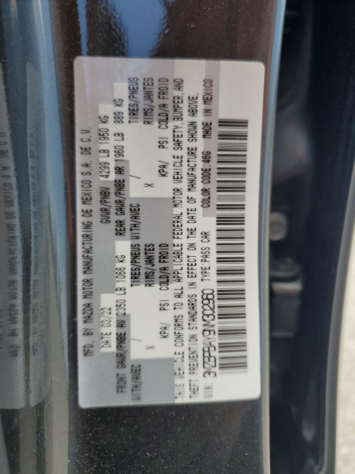 3MZBPBAY9NM302960 2022 Mazda 3