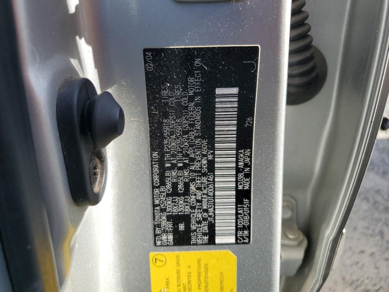 JTJHA31U140061461 2004 Lexus Rx 330