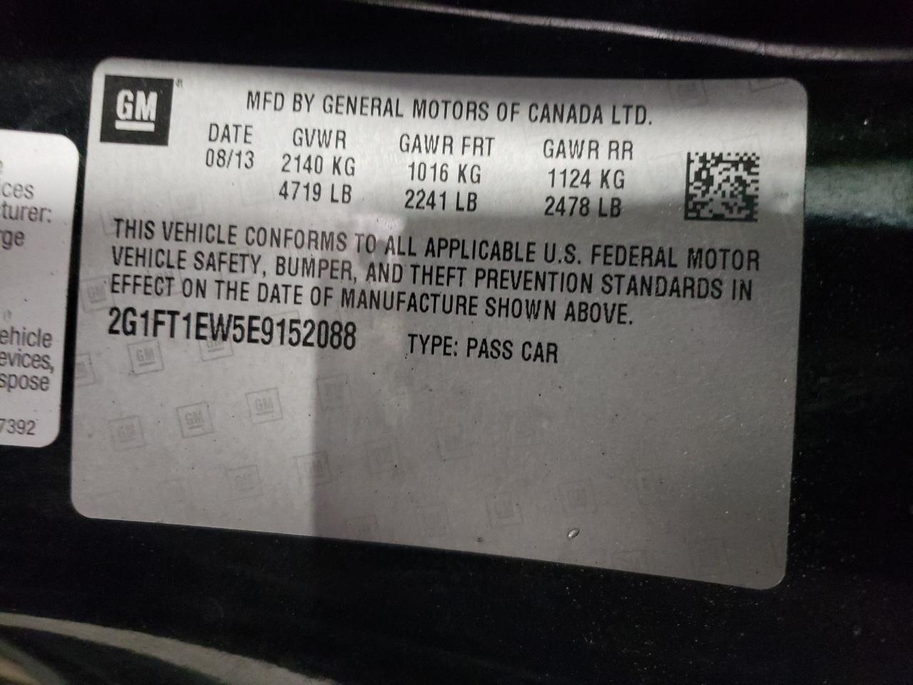 2G1FT1EW5E9152088 2014 Chevrolet Camaro 2Ss